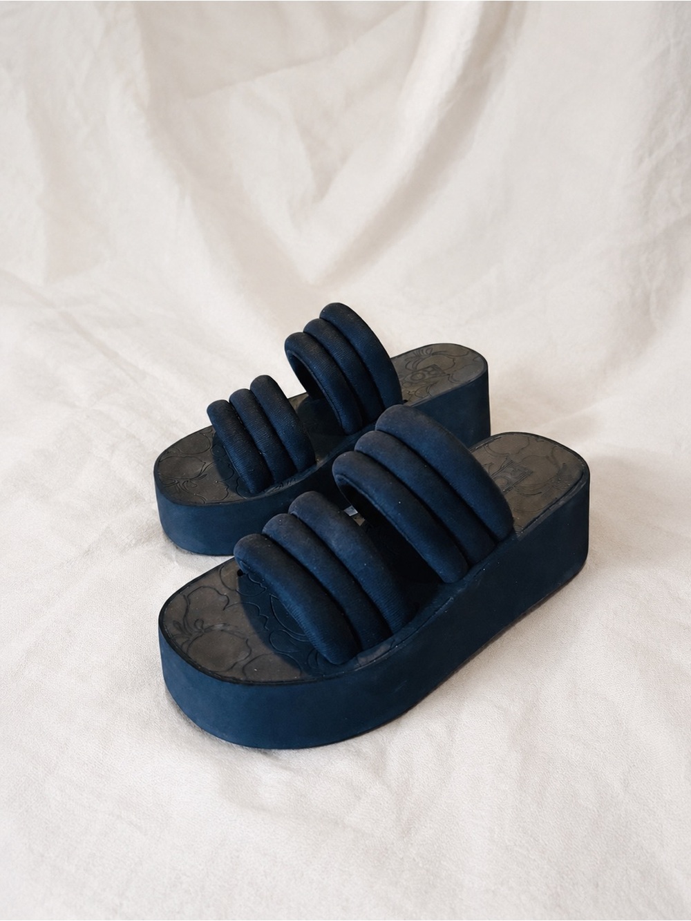 Roxy Totally Tubular Black Platform Wedge Slide Sandals Women’s Size 5